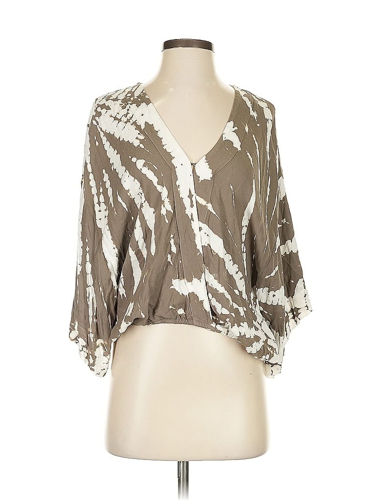 Pre-owned Young Fabulous & Broke 3/4 Sleeve Blouse In Brown