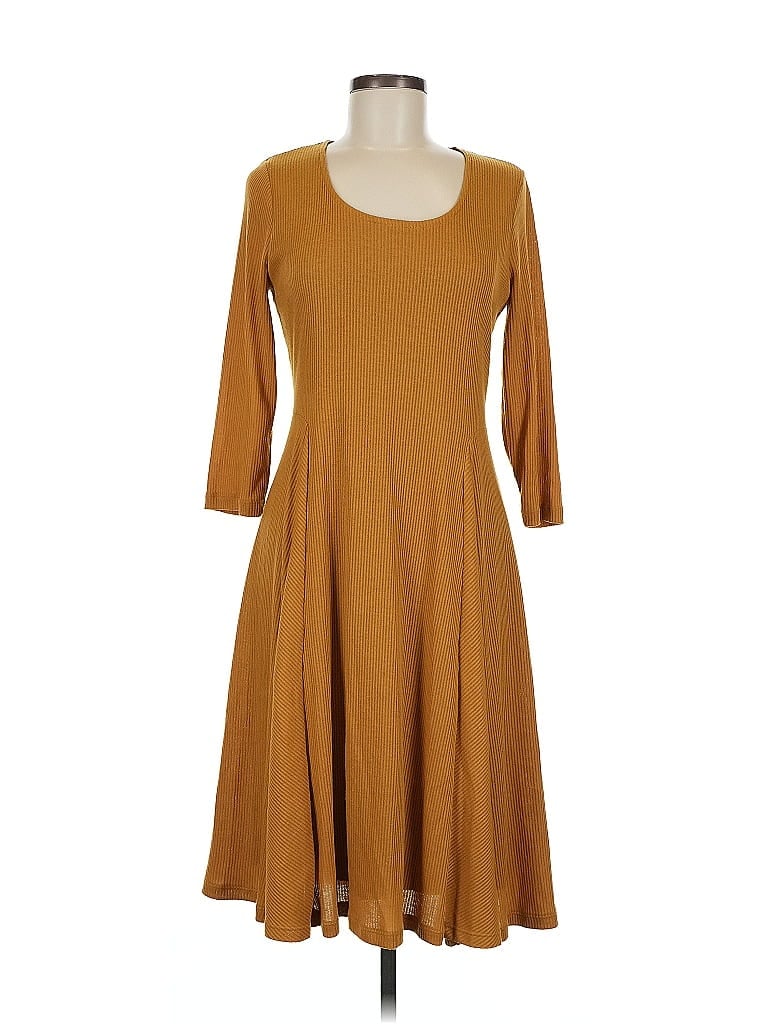 Bethany Solid Brown Casual Dress Size M - photo 1