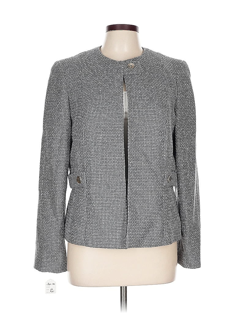 Pre-owned Dana Buchman Wool Blazer Jacket In Silver
