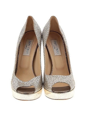 Jimmy Choo Glitter Accent Peep Toe Heels (view 2)