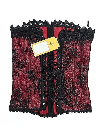 Frederick's of Hollywood Red Lace Corset with Black Trim (view 2)