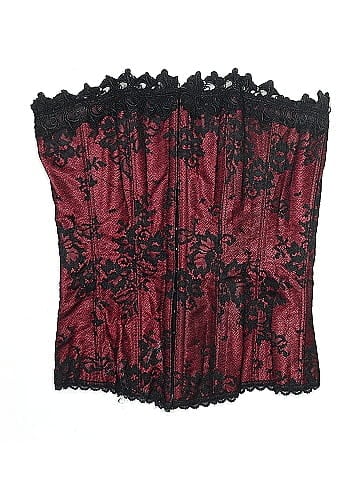 Frederick's of Hollywood Red Lace Corset with Black Trim (view 1)