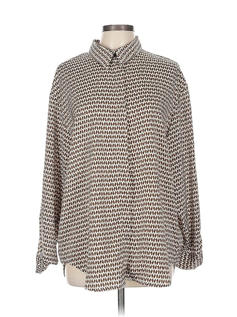 Pre-owned Shein Long Sleeve Blouse In Brown