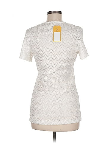 BKE White Lace Top with Chevron Pattern (view 2)