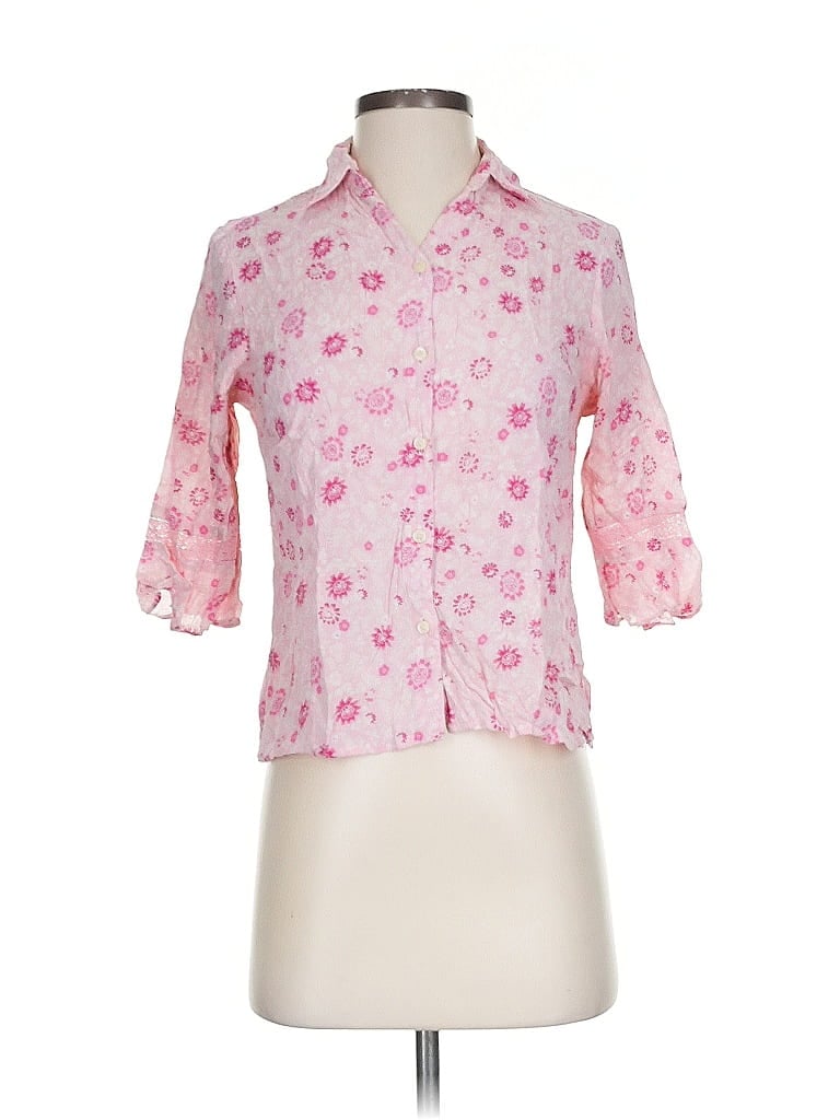 Pre-owned Liz Claiborne 3/4 Sleeve Button Down Shirt In Pink