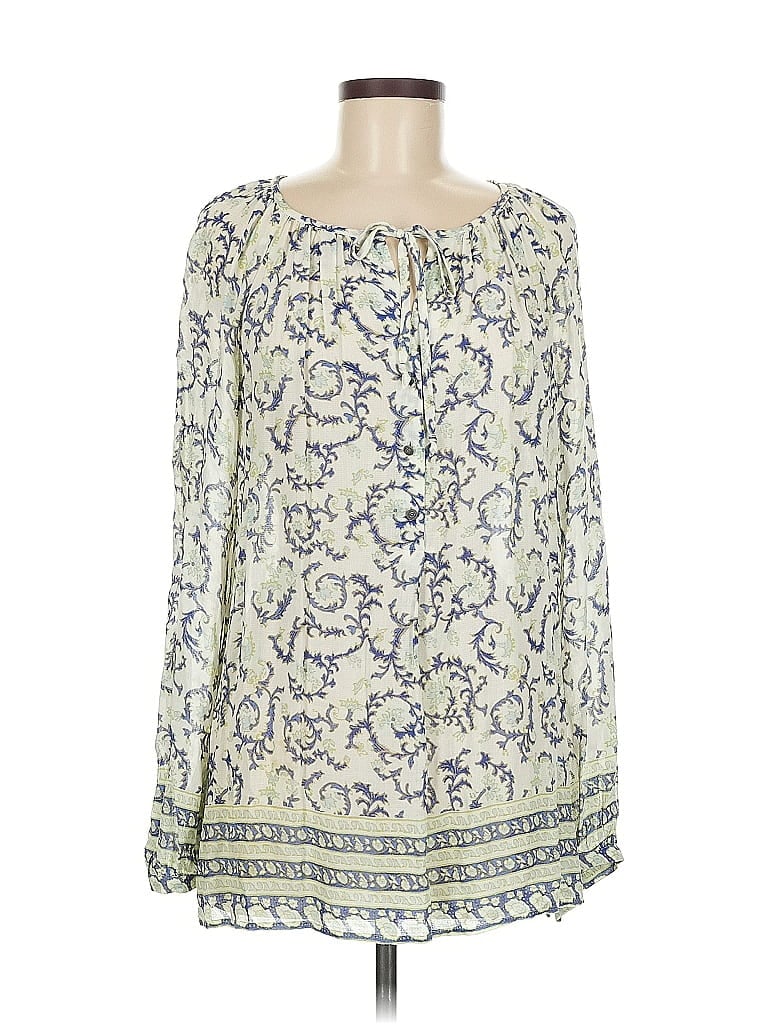 Pre-owned Lucky Brand Long Sleeve Blouse In White