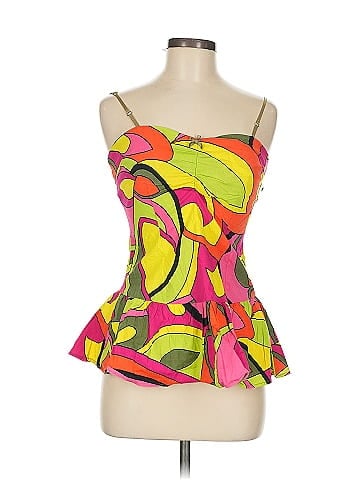 Split Vibrant Abstract Print Casual Top (view 1)
