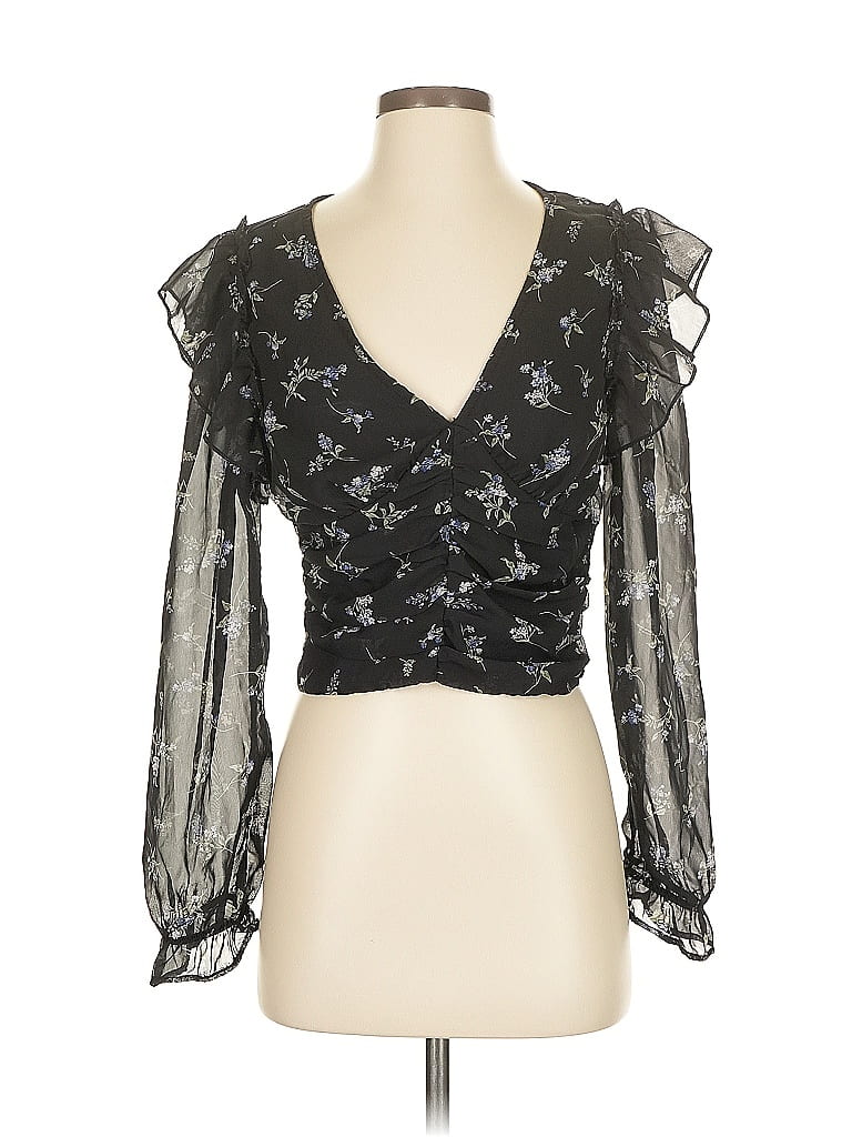 Mele E Pere Black 3/4 Sleeve Blouse Size M - photo 1