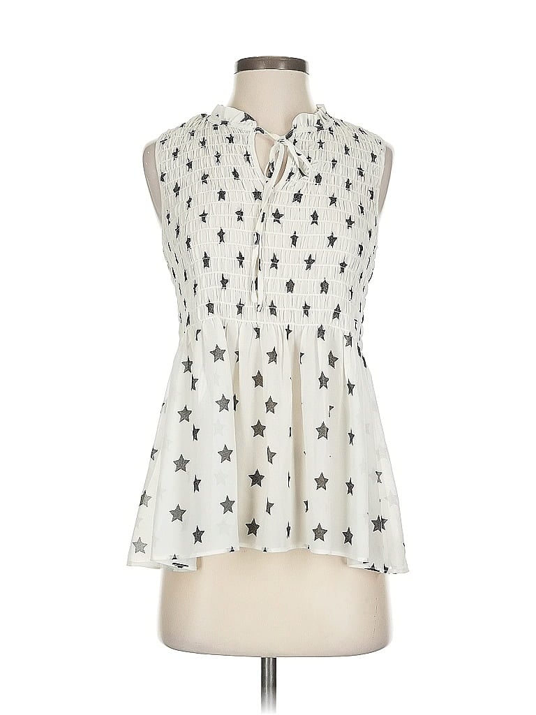 Pre-owned Rose + Olive Sleeveless Blouse In White