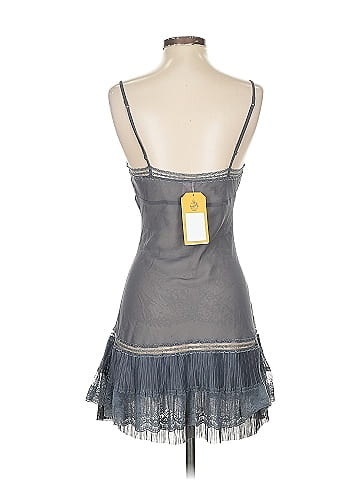 la Vie en Rose Gray Lace Trim Sheer Dress (view 2)