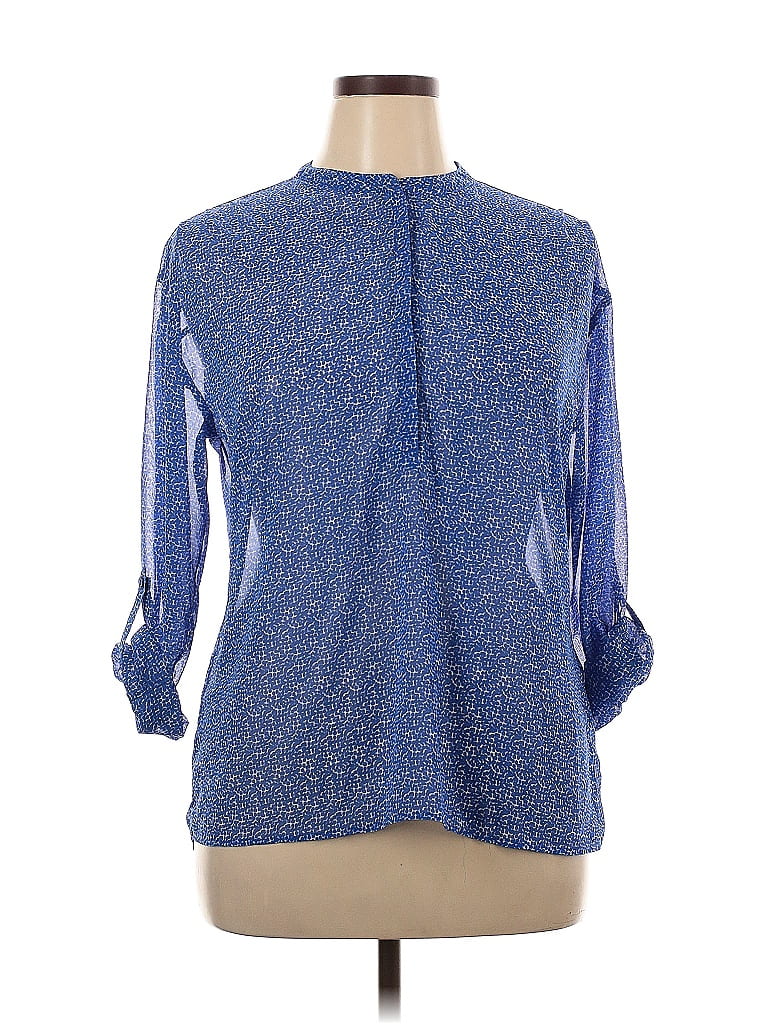 Pre-owned A.n.a. A New Approach 3/4 Sleeve Blouse In Blue