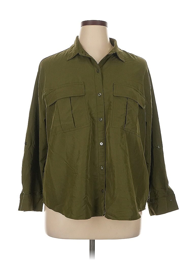 Pre-owned Old Navy 3/4 Sleeve Blouse In Green