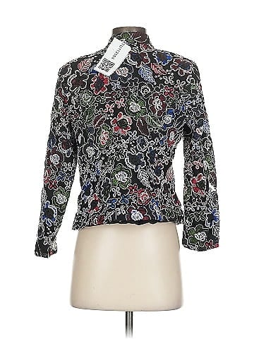 Draper's & Damon's Embroidered Black Floral Petite Jacket (view 2)