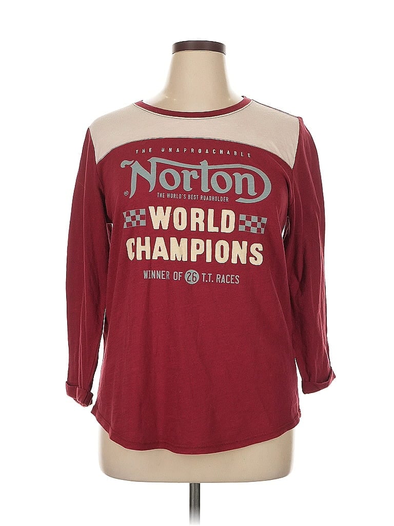 Pre-owned Assorted Brands 3/4 Sleeve T-shirt In Burgundy