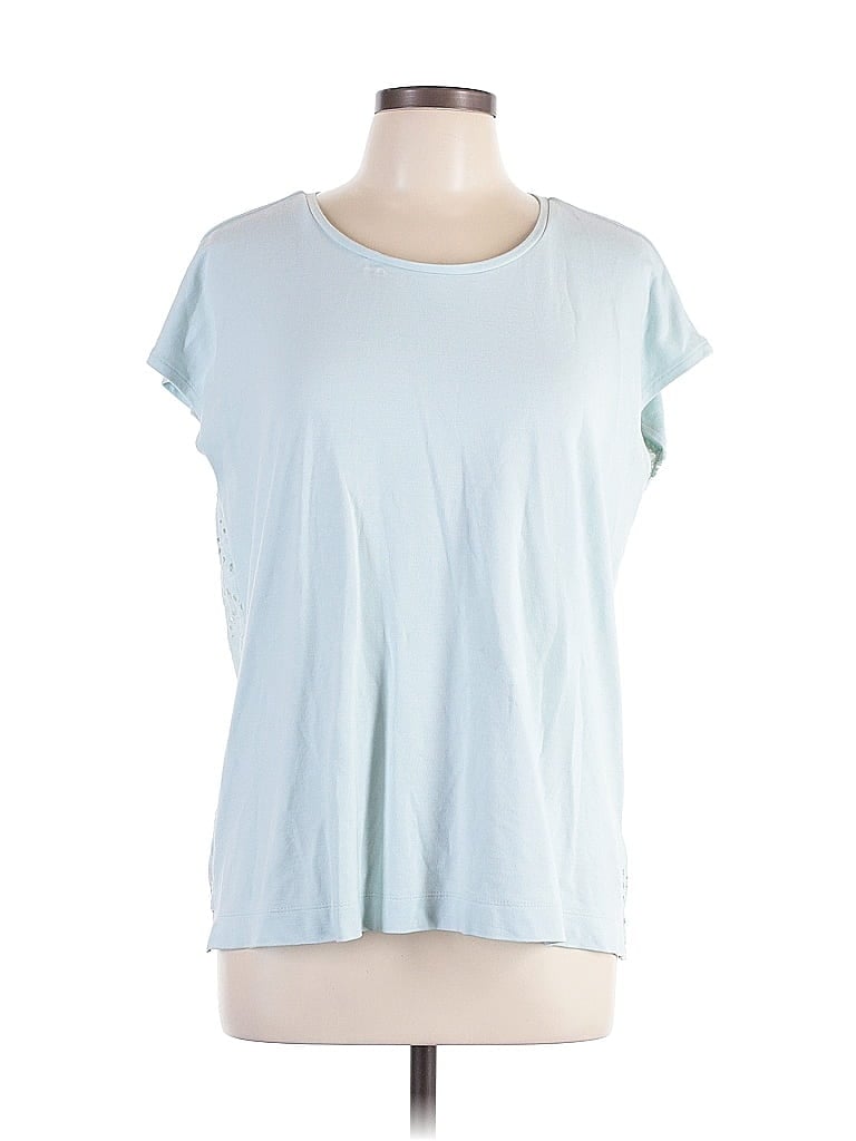 Pre-owned Ann Taylor Factory Short Sleeve Top Blue Scoop Neck Tops