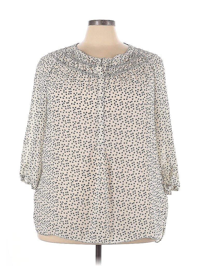 Pre-owned Max Studio 3/4 Sleeve Blouse In White