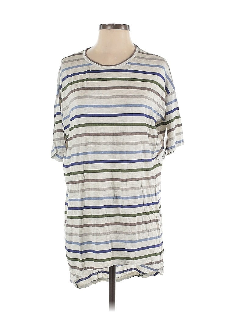 Lularoe Short Sleeve Top Silver Stripes Pattern Crew Neck Tops