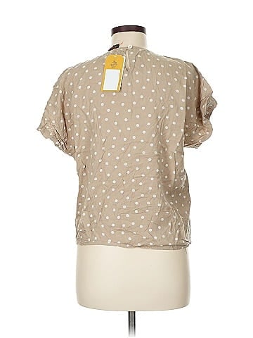 Lizsport Tan Polka Dot Short Sleeve Blouse (view 2)