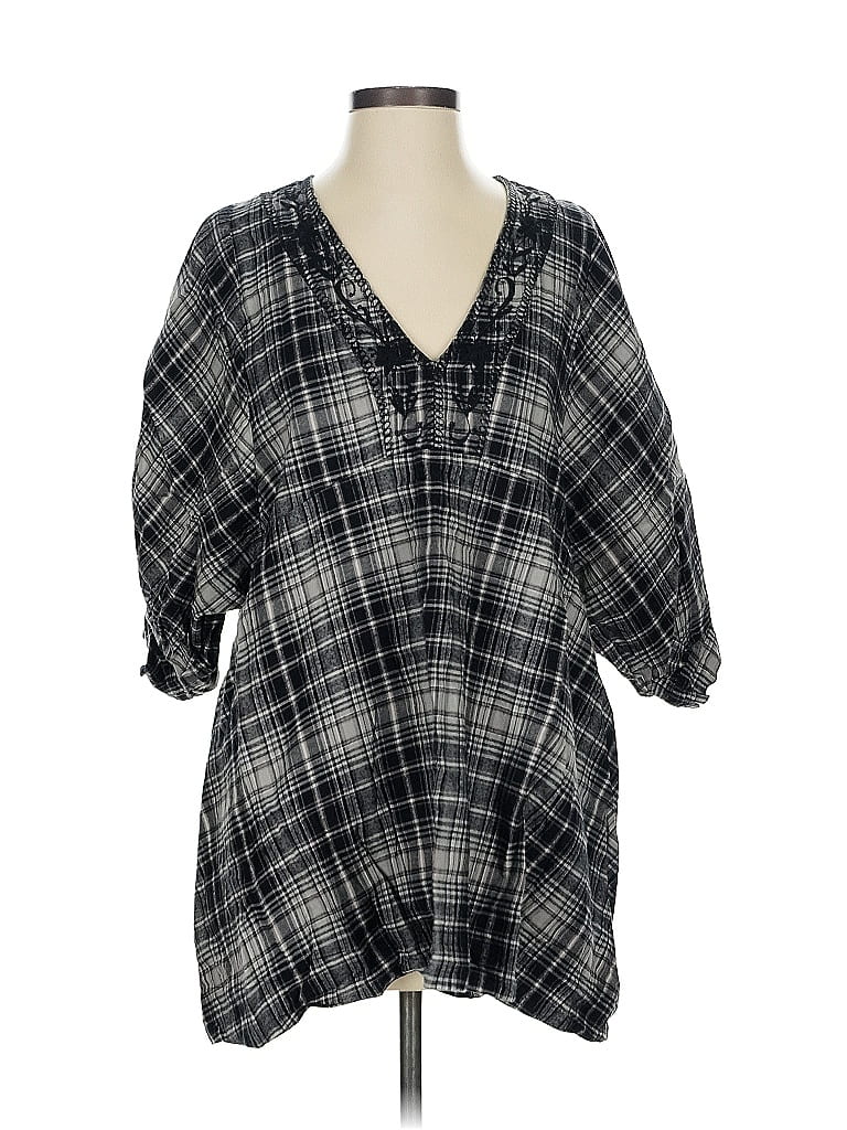 Pre-owned Free People 3/4 Sleeve Blouse In Black