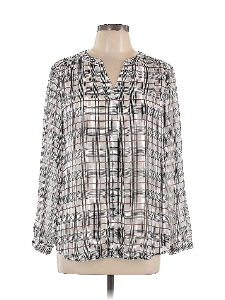 Pre-owned Ann Taylor Loft Outlet Long Sleeve Blouse In Gray