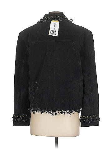 Montanaco Black Studded Fringe Suede Jacket (view 2)