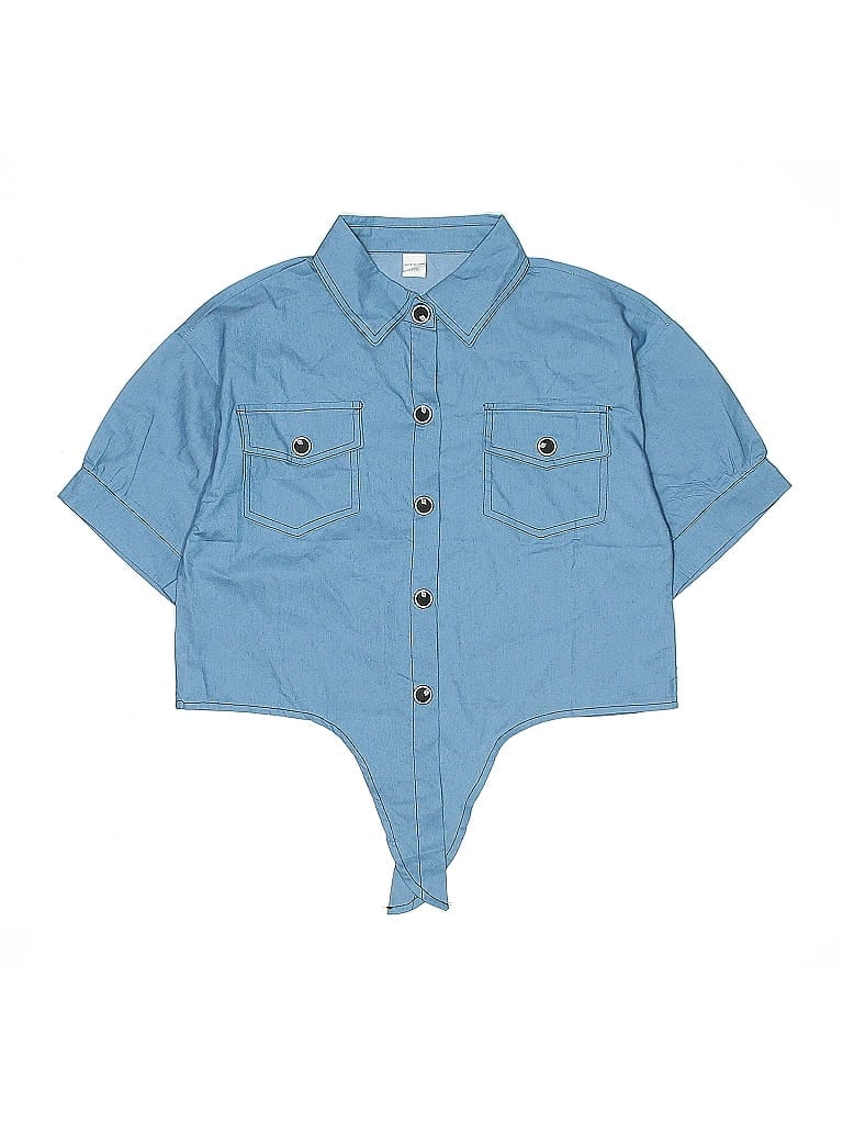 Pre-owned Unbranded Kids' 3/4 Sleeve Button Down Shirt In Blue