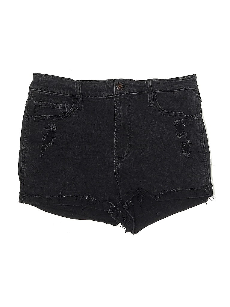 Pre-owned Hollister Denim Shorts In Black