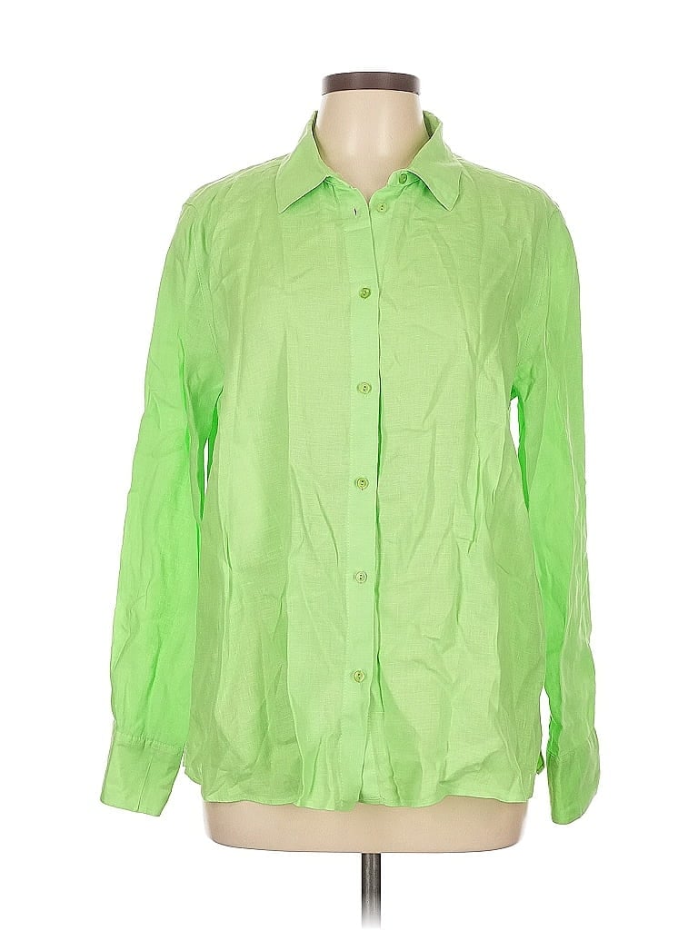 Pre-owned Massimo Dutti Long Sleeve Button Down Shirt In Green