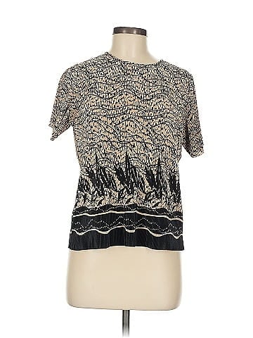 Carroll Reed Tan Abstract Print Short Sleeve Top (view 1)