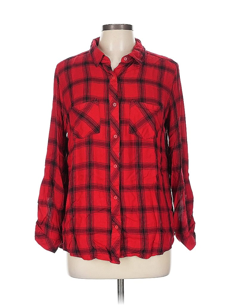 Pre-owned Soho Jeans New York & Company Long Sleeve Button Down Shirt In Red