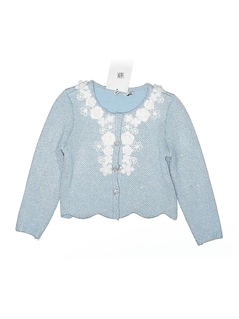 Pre-owned Self-portrait Kids' Cardigan Sweater In Blue