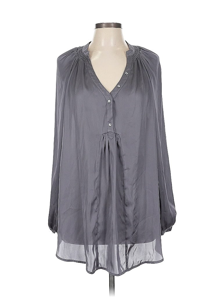 Pre-owned G.i.l.i. Long Sleeve Blouse In Gray