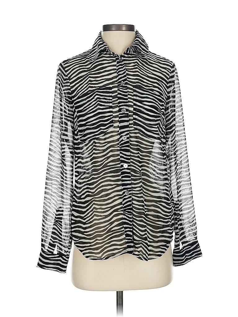 Pre-owned Michael Michael Kors Long Sleeve Blouse In Silver