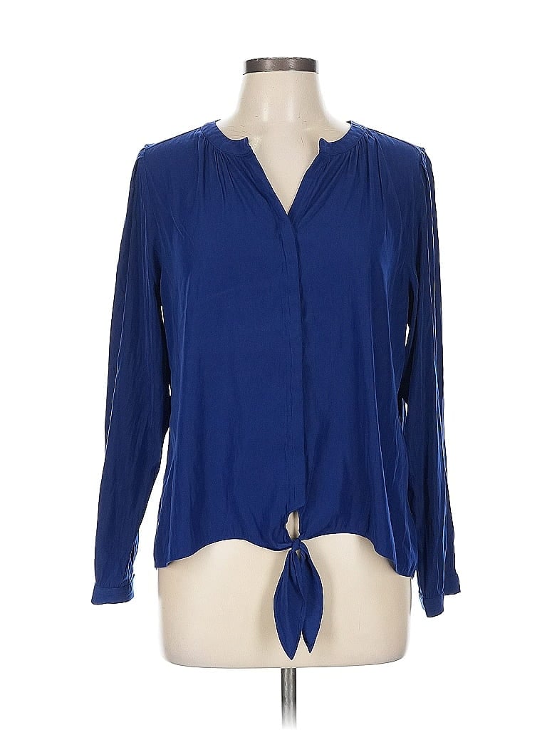 Pre-owned Chico's Long Sleeve Blouse In Blue