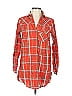 Tasha Polizzi Collection 100% Cotton Plaid Red Long Sleeve Button-Down Shirt Size S - photo 1