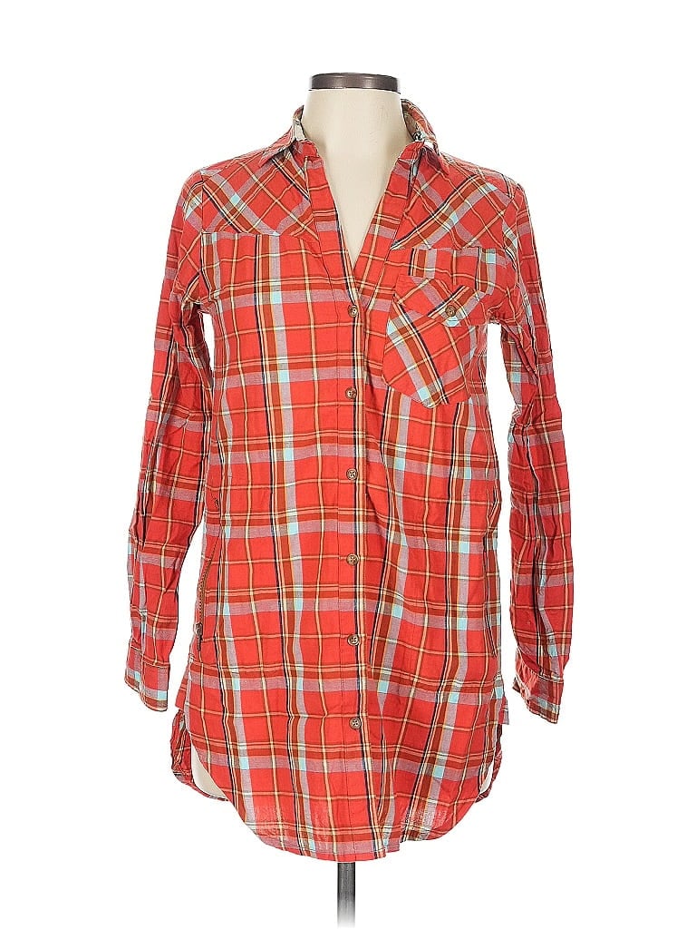 Tasha Polizzi Collection 100% Cotton Plaid Red Long Sleeve Button-Down Shirt Size S - photo 1