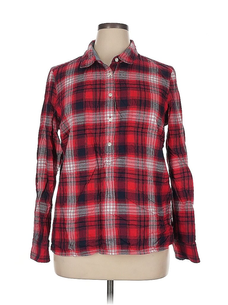 Pre-owned Tommy Hilfiger Long Sleeve Button Down Shirt In Red