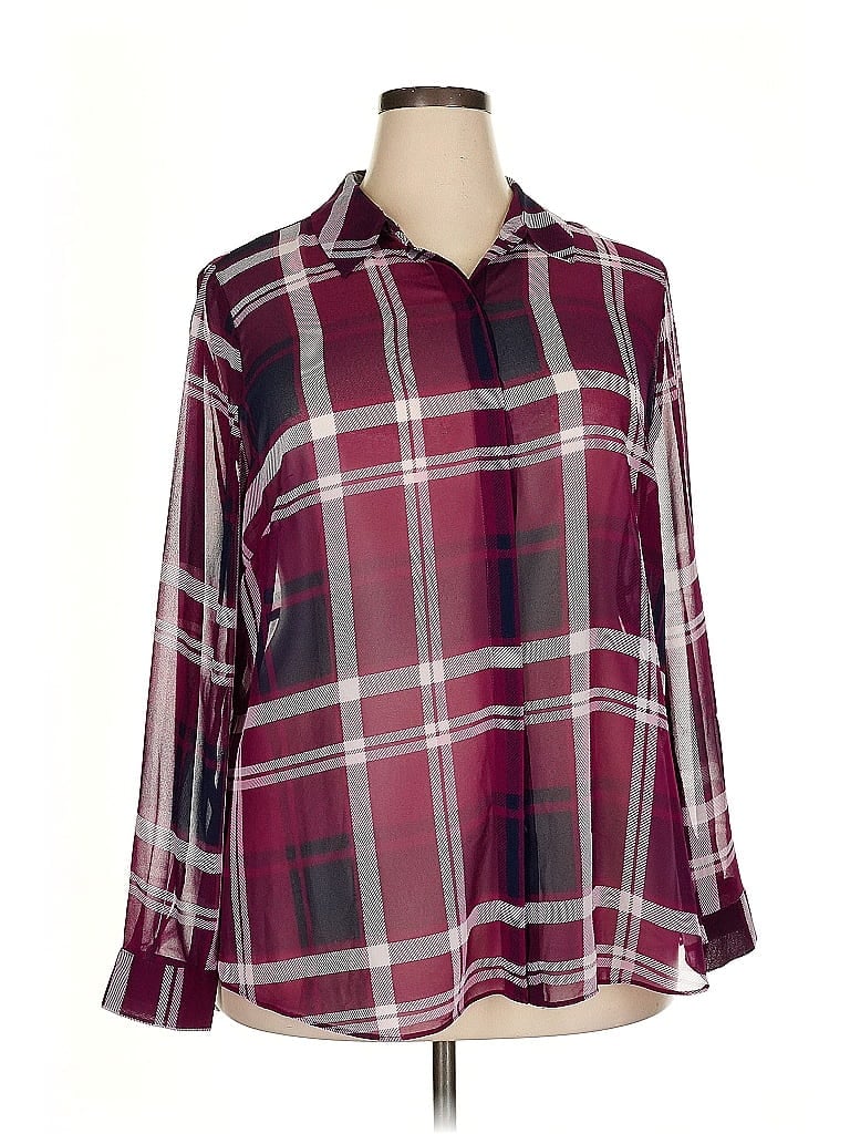 Pre-owned Lane Bryant 3/4 Sleeve Blouse In Burgundy
