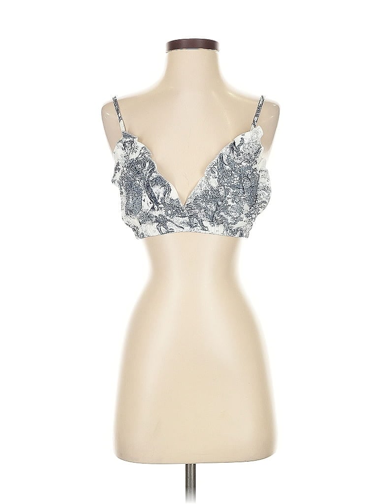 Pre-owned Unbranded Tank Top Ivory Plunge Neckline Tops In White