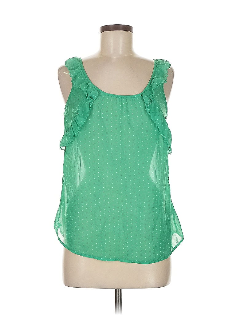 Pre-owned Old Navy Tank Top Green Ruffles Neckline Tops