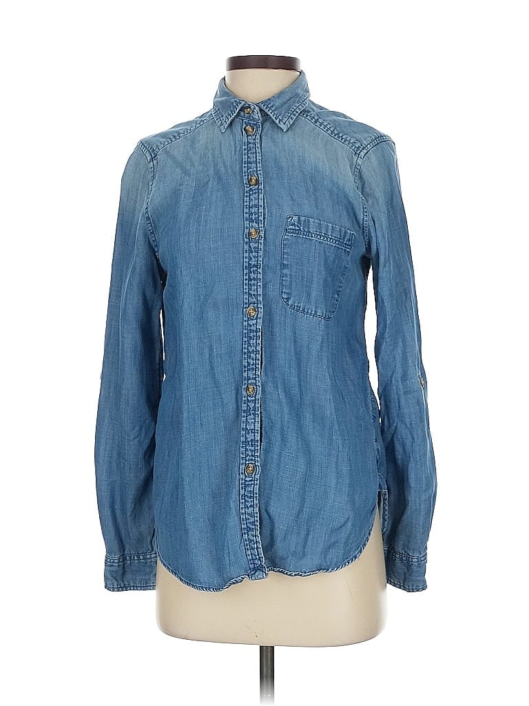 Pre-owned American Eagle Outfitters Long Sleeve Button Down Shirt In Blue