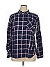 Classic 100% Cotton Plaid Blue Long Sleeve Button-Down Shirt Size 16 - photo 1