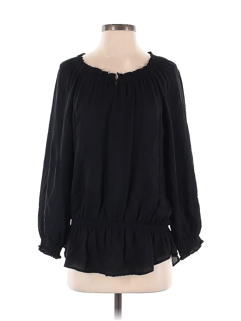 Click to view more detailed imagery on our partner's website Pre-owned Joie Long Sleeve Silk Top Black Keyhole Neckline Tops