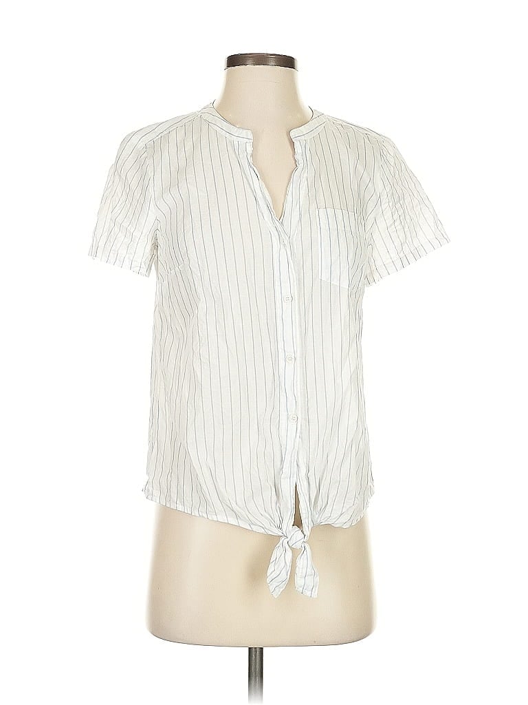 Pre-owned J.crew Factory Store Short Sleeve Blouse In White