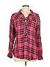 Tasha Polizzi Collection 100% Viscose Plaid Pink Long Sleeve Blouse Size L - photo 1
