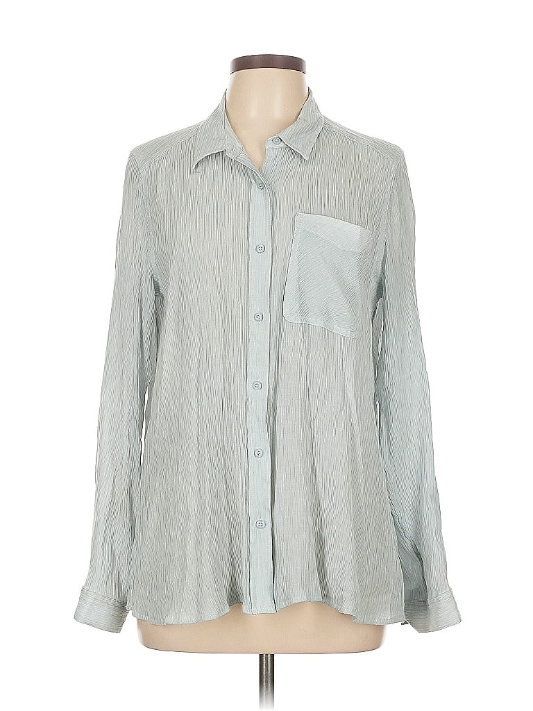 Pre-owned Express Long Sleeve Blouse In Blue