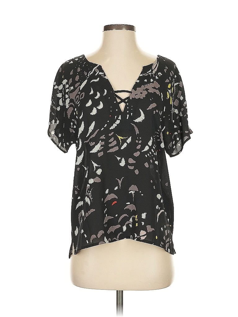 Pre-owned Trouve Short Sleeve Blouse In Black