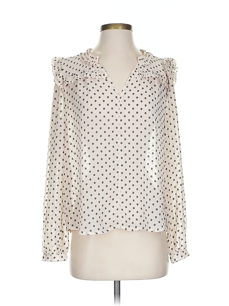 Pre-owned Current Air Long Sleeve Blouse In White