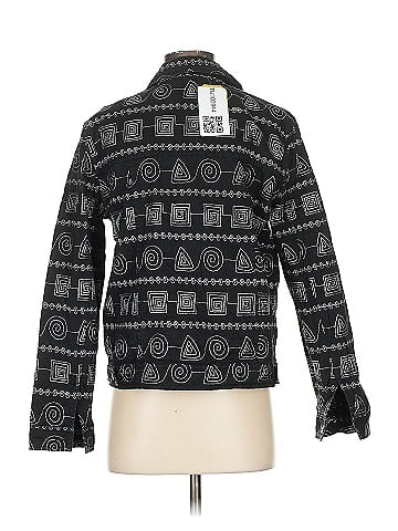 Christopher & Banks Black Geometric Button-Down Jacket  (view 2)