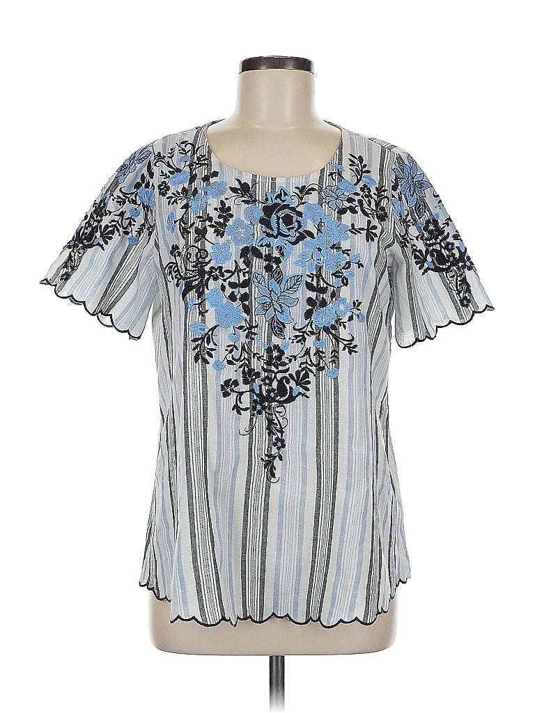 Pre-owned Andree By Unit Short Sleeve Blouse In Blue